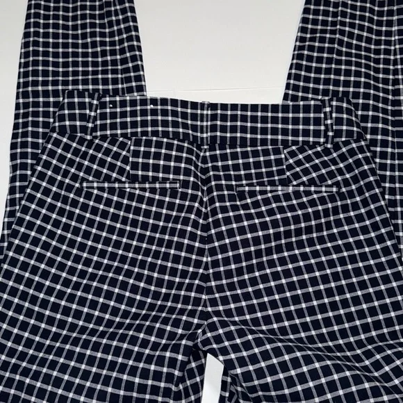 Loft Modern Skinny Ankle Pant Size 4 Navy and White Plaid Office Teacher Work - Picture 3 of 13